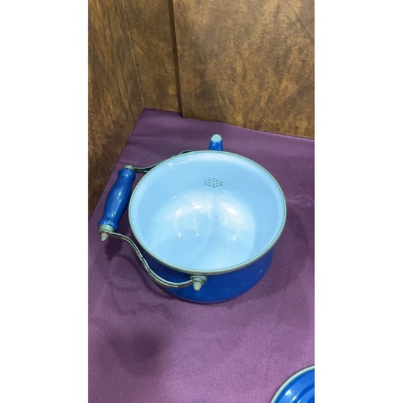 Vintage Blue Enamel Teapot - Picture 4 of 7